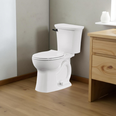 Click here to see American Standard 204BA704.020 American Standard Edgemere Chair Height Round Front High Efficiency Two-Piece Toilet with Matte Black Trip Lever, 1.28 GPF, ADA, White - 204BA704.020