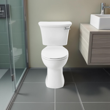 Click here to see American Standard 204BA.105.020 American Standard Edgemere Right Height Round Front High Efficiency Two-Piece Toilet w/ Chrome Trip Lever, 1.28 GPF, 12