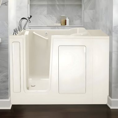 Click here to see American Standard 2848.409.CLL-PC American Standard Gelcoat 28x48-Inch Walk-in Bathtub with Combination Air Spa, Whirlpool System, Left Hand Door and Drain. Linen - 2848.409.CLL-PC