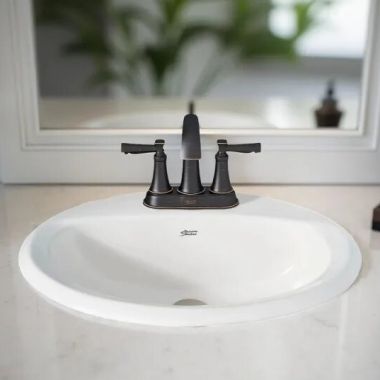 Click here to see American Standard 0476228.020 American Standard Reliant Oval Drop-In Bathroom Sink with 3-Hole 4” Center, ADA, White - 0476228.020 