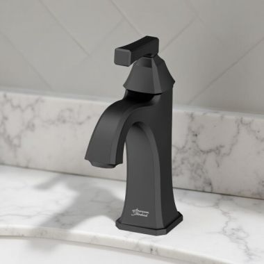 Click here to see American Standard 7612107.243 American Standard Crawford Monoblock Bathroom Faucet with Metal Pop-up Drain, 1.2 GPM, WaterSense, Matte Black - 7612107.243