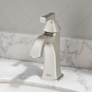 Click here to see American Standard 7612107.295 American Standard Crawford Monoblock Bathroom Faucet with Metal Pop-up Drain, 1.2 GPM, WaterSense, Brushed Nickel - 7612107.295