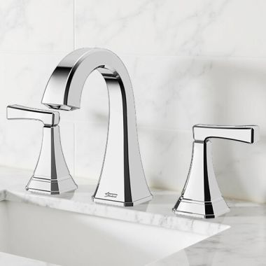 Click here to see American Standard 7612807.002 American Standard Crawford Widespread Bathroom Faucet with Metal Push Pop-Up, Two Handles, ADA, WaterSense, 1.2 GPM, Polished Chrome - 7612807.002