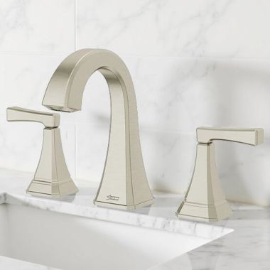 Click here to see American Standard 7612807.295 American Standard Crawford Widespread Bathroom Faucet with Metal Push Pop-Up, Two Handles, ADA, WaterSense, 1.2 GPM, Brushed Nickel - 7612807.295