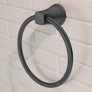 Click here to see American Standard 7617190.243 American Standard Glenmere Round Wall Mounted Towel Ring, Matte Black - 7617190.243