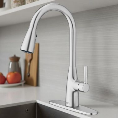 Click here to see American Standard 7617300.075 American Standard Hillsdale Single-Handle Pull-Down Dual Spray Kitchen Faucet, ADA-Compliant, Stainless Steel - 7617300.075