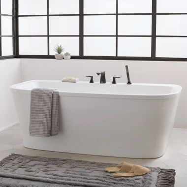 Click here to see American Standard 2677004.020 American Standard Aspirations 68” x 34” Freestanding Bathtub w/ Drain and Overflow, High Gloss Acrylic, White - 2677004.020