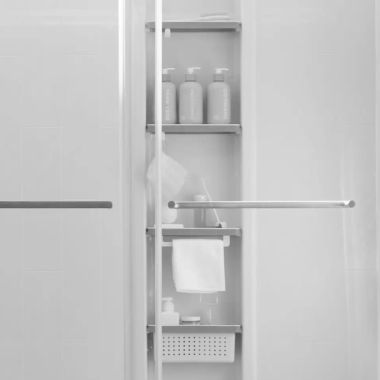 Click here to see American Standard 7194000.020 American Standard Aspirations 5-Piece Customizable Shelving Accessories Kit, Dishwasher Safe, White - 7194000.020