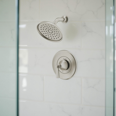 Click here to see American Standard TU617507.295 American Standard Glenmere Shower Only Trim Kit with Lever Handle, ADA-Compliant, 1.8 GPM, Brushed Nickel - TU617507.295