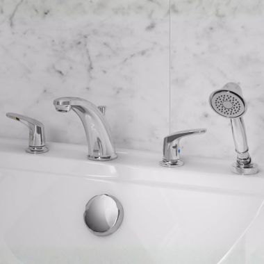 Click here to see American Standard T075921.002 American Standard Colony Pro Roman Tub Filler Trimwith Hand Shower, 2 GPM, 20 GPM, Polished Chrome - T075921.002