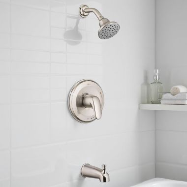 Click here to see AMERICAN STANDARD TU075.508.295 American Standard Colony Pro Tub and Shower Trim with Double Ceramic Pressure Balance Cartridge, Less Shower Head, Brushed Nickel - TU075.508.295