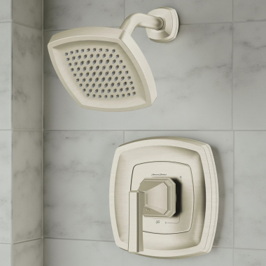 Click here to see American Standard TU612501.295 American Standard Crawford Pressure Balance Shower Trim, ADA, Metal Lever Handle, 0.5 GPM, Brushed Nickel - TU612501.295