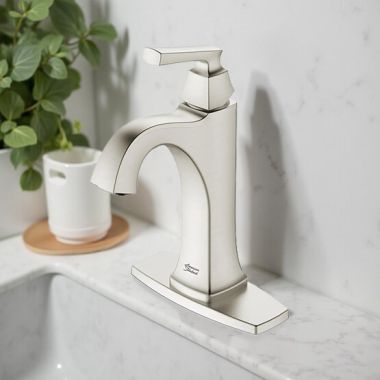 Click here to see American Standard 7426101.295 American Standard Belmeade Single-Handle Bathroom Faucet With Push Pop-Up, and Deckplate, Ceramic Disc, WaterSense, ADA, Brushed Nickel - 7426101.295