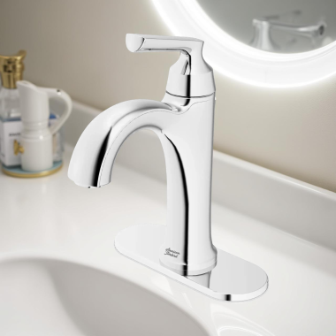 Click here to see American Standard 7427101.002 American Standard Braymer Single-Handle Bathroom Faucet With Push Pop-Up, Supply Lines, and Deckplate, Ceramic Disc, WaterSense, ADA, Polished Chrome - 7427101.002