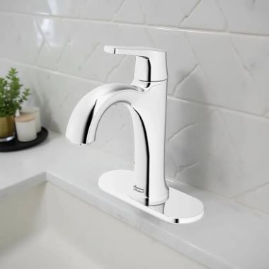 Click here to see American Standard 7429101.002 American Standard Becklow Single-Handle Bathroom Faucet With Push Pop-Up, Supply Lines, and Deckplate, Ceramic Disc, WaterSense, ADA, Polished Chrome - 7429101.002