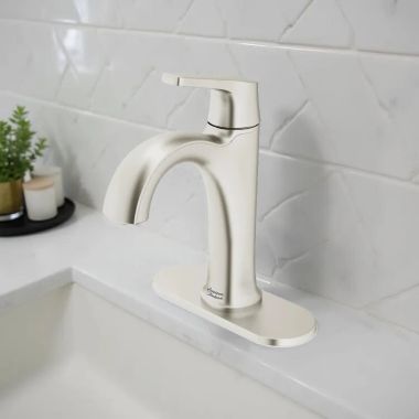 Click here to see American Standard 7429101.295 American Standard Becklow Single-Handle Bathroom Faucet With Push Pop-Up, Supply Lines, and Deckplate, Ceramic Disc, WaterSense, ADA, Brushed Nickel - 7429101.295