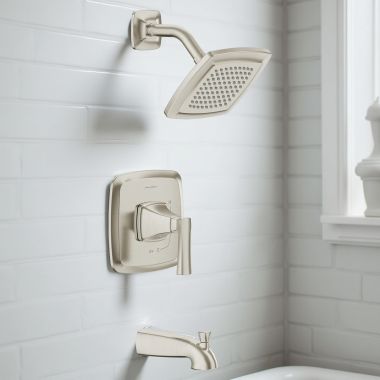 Click here to see American Standard 7426508.295 American Standard Belmeade Tub And Shower Pressure Balancing Valve Trim, Anti-Scald, Ceramic Valve, Brushed Nickel - 7426508.295