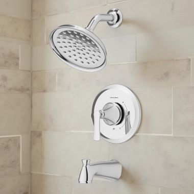 Click here to see American Standard 7427502.002 American Standard Braymer Pressure Balance Tub and Shower Trim, Single Function, Lever Handle, 2.5 GPM, Chrome - 7427502.002