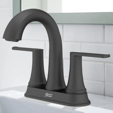 Click here to see American Standard 7428201.243 American Standard Corsham Centerset Bathroom Faucet With Metal Push Pop-Up, ADA, Matte Black - 7428201.243