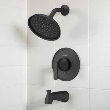 Click here to see American Standard 7428508.243 American Standard Corsham Tub And Shower Pressure Balancing Valve Trim, Anti-Scald, Ceramic Valve, Matte Black - 7428508.243
