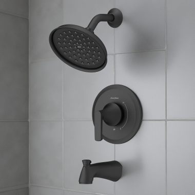 Click here to see American Standard 7429508.243 American Standard Becklow Tub And Shower Pressure Balancing Valve Trim, Anti-Scald, Ceramic Valve, Matte Black - 7429508.243