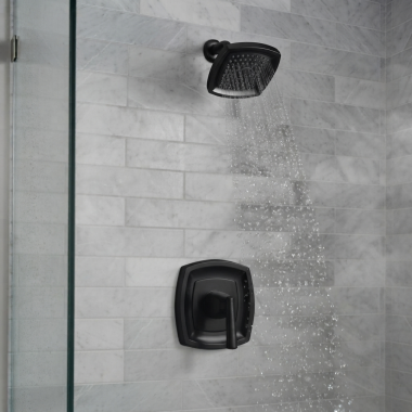 Click here to see  TU018507.243 American Standard Edgemere Shower Only Trim With Metal Lever Handle And Pressure Balance Cartridge, 1.8 GPM, Matte Black - TU018507.243