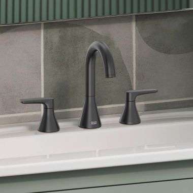 Click here to see American Standard 7061801.243 American Standard Aspirations Two-Handle Widespread Lavatory Faucet w/ Pop-Up, 1.2 GPM, Matte Black - 7061801.243