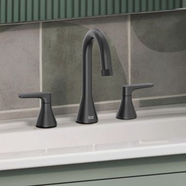 Click here to see American Standard 7061821.243 American Standard Aspirations Two-Handle Pull-Out Widespread Lavatory Faucet w/ Pop-Up, Matte Black - 7061821.243