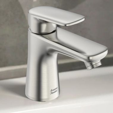 Click here to see American Standard 7061131.295 American Standard Aspirations One-Handle Petite Bathroom Faucet w/ Pop-up, 1.2 GPM, Brushed Nickel - 7061131.295