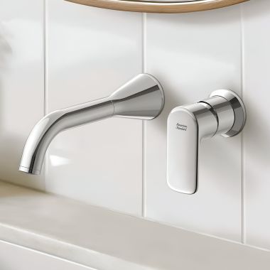 Click here to see American Standard 7061461.002 American Standard Aspirations One-Handle Wall-Mount Bathroom Faucet, 1.2 GPM, Polished Chrome - 7061461.002