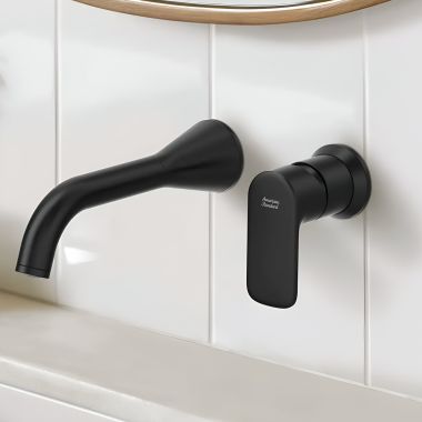 Click here to see American Standard 7061461.243 American Standard Aspirations One-Handle Wall-Mount Bathroom Faucet, 1.2 GPM, Matte Black - 7061461.243