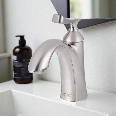 Click here to see American Standard 7413101.295 American Standard Chatfield Single-Handle Bathroom Faucet with Lever Handle, 1.2 GPM, Brushed Nickel - 7413101.295 
