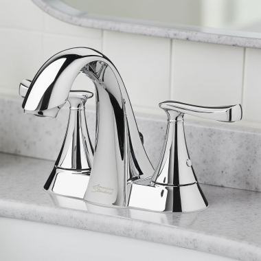 Click here to see American Standard 7413201.002 American Standard Chatfield 4” Centerset Two Handle Bathroom Faucet, ADA, 1.2 GPM, Polished Chrome - 7413201.002