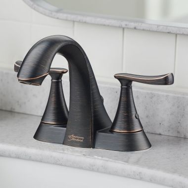 Click here to see American Standard 7413201.278 American Standard Chatfield 4” Centerset Two Handle Bathroom Faucet, ADA, 1.2 GPM, Legacy Bronze - 7413201.278