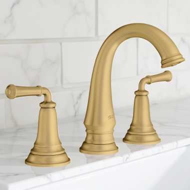 Click here to see American Standard 7052807.GN0 American Standard Delancey Two-Handle Widespread Bathroom Faucet w/ Pop-Up, Lever Handle, 1.2 GPM, Brushed Cool Sunrise - 7052807.GN0