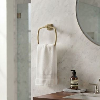 Click here to see American Standard 7353190.GN0 American Standard Townsend Single Post Square Wall Mounted Towel Ring, Brushed Cool Sunrise - 7353.190.GN0