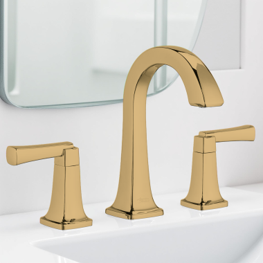 Click here to see American Standard 7353801.GN0 American Standard Townsend Two-Handle Widespread Bathroom Faucet w/ Pop-Up, 1.2 GPM, Brushed Cool Sunrise - 7353801.GN0