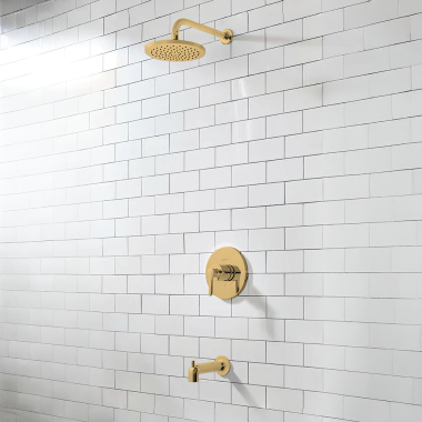 Click here to see American Standard TU105508.GN0 American Standard Studio S Tub and Shower Trim Kit, 1.75 GPM, Brushed Cool Sunrise - TU105508.GN0