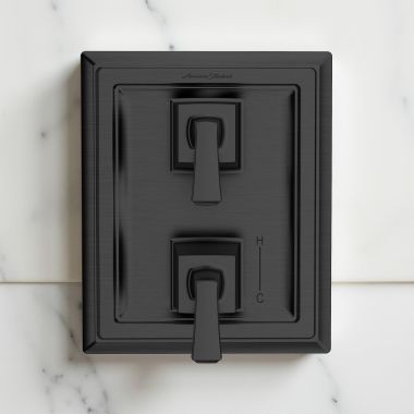 Click here to see American Standard TU455740.243 American Standard Town Square S Two Handle Pressure Balance Valve Trim with Diverter, ADA, Matte Black - TU455740.243