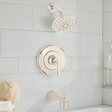 Click here to see American Standard T106.508.013 American Standard Patience Pressure Balance Bath And Shower Trim, 3-Function, 1.75 GPM, WaterSense, ADA, Lever Handle, Polished Nickel - T106.508.013