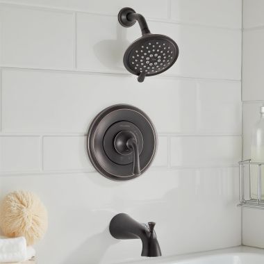 Click here to see American Standard T106.508.278 American Standard Patience Pressure Balance Bath And Shower Trim, 3-Function, 1.75 GPM, WaterSense, ADA, Lever Handle, Legacy Bronze - T106.508.278