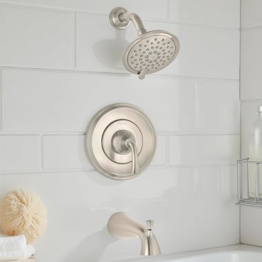 Click here to see American Standard T106.508.295 American Standard Patience Pressure Balance Bath And Shower Trim, 3-Function, 1.75 GPM, WaterSense, ADA, Lever Handle, Brushed Nickel - T106.508.295