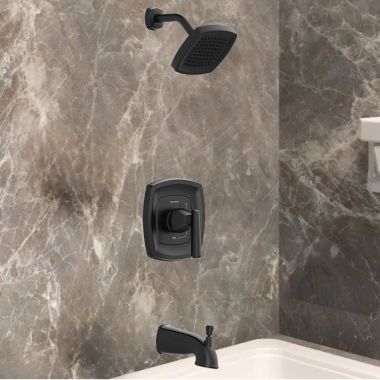Click here to see  TU018508.243 American Standard Edgemere Tub and Shower Trim Kit with Water-Saving Showerhead, Single Lever Handle, 1.8 GPM, Matte Black - TU018508.243