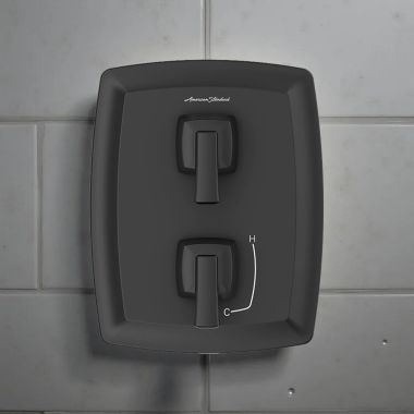 Click here to see American Standard TU353740.243 American Standard Townsend Valve Trim with Diverter, Rectangular Shape, Two Handle, ADA, Matte Black - TU353740.243