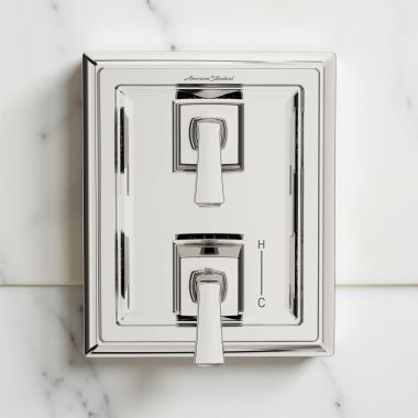 Click here to see American Standard TU455740.013 American Standard Town Square S Two Handle Pressure Balance Valve Trim with Diverter, ADA, Polished Nickel - TU455740.013