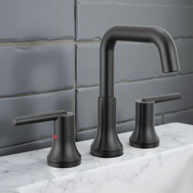 Click here to see Delta 3554-BLMPU-DST Delta Trinsic Two-Handle Bathroom Faucet with Metal Pop-Up, 1.2 GPM, DIAMOND Seal, Lever Handles, Matte Black - 3554-BLMPU-DST
