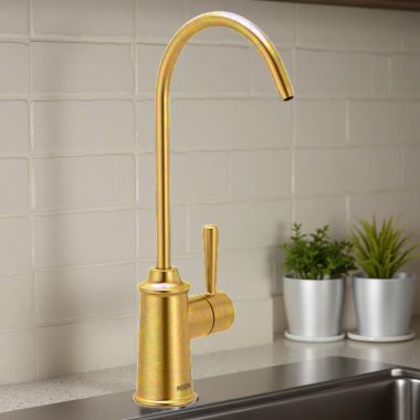 Click here to see   Moen SIP Traditional Single-Handle High Arc Cold Beverage Faucet, 1.5 GPM, Brushed Gold - F7600BG