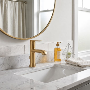 Click here to see Moen 6706BZG Moen Genta LX Single-Handle Lavatory Faucet, 1.0 GPM, Bronzed Gold - 6706BZG
