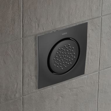 Click here to see Moen TS1320BL Moen Mosaic 5” Square Single Function Body Spray Trim, 2.0 GPM, Matte Black - TS1320BL