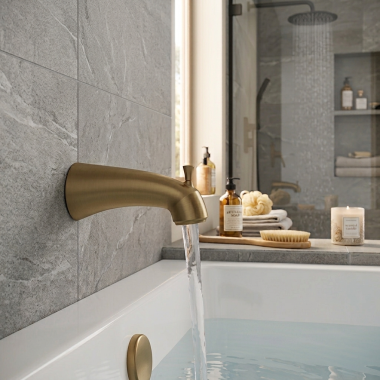 Click here to see Moen 179791BZG Moen Gyde 6” Diverter Tub Spout, Slip Fit, Bronzed Gold - 179791BZG